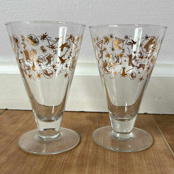 Vintage KAHLUA 1960s Mid-Century Modern Gold Confetti Motif Cocktail Glasses (2) - Picture 1 of 5